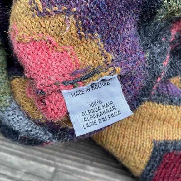 womens waliki 100% alpaca wool geometric sweater button down Large - Picture 5 of 16